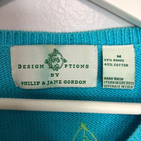 Vintage Design Options Philip and Jane Gordon Blue Daisy Cardigan Medium - Picture 3 of 15